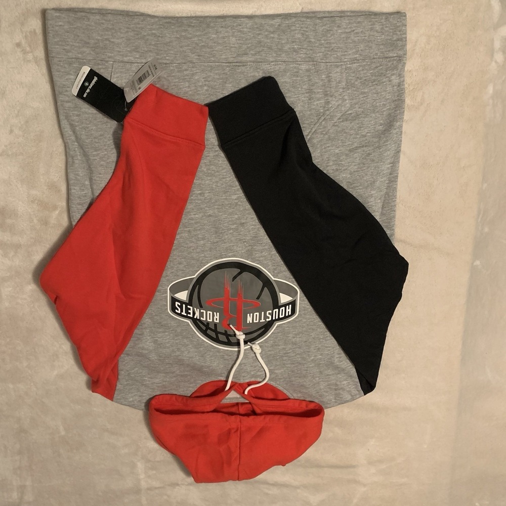 NBA Huston Rockets Size L Gray/Red Long Sleeve Hoodie Unisex Sweatshirt